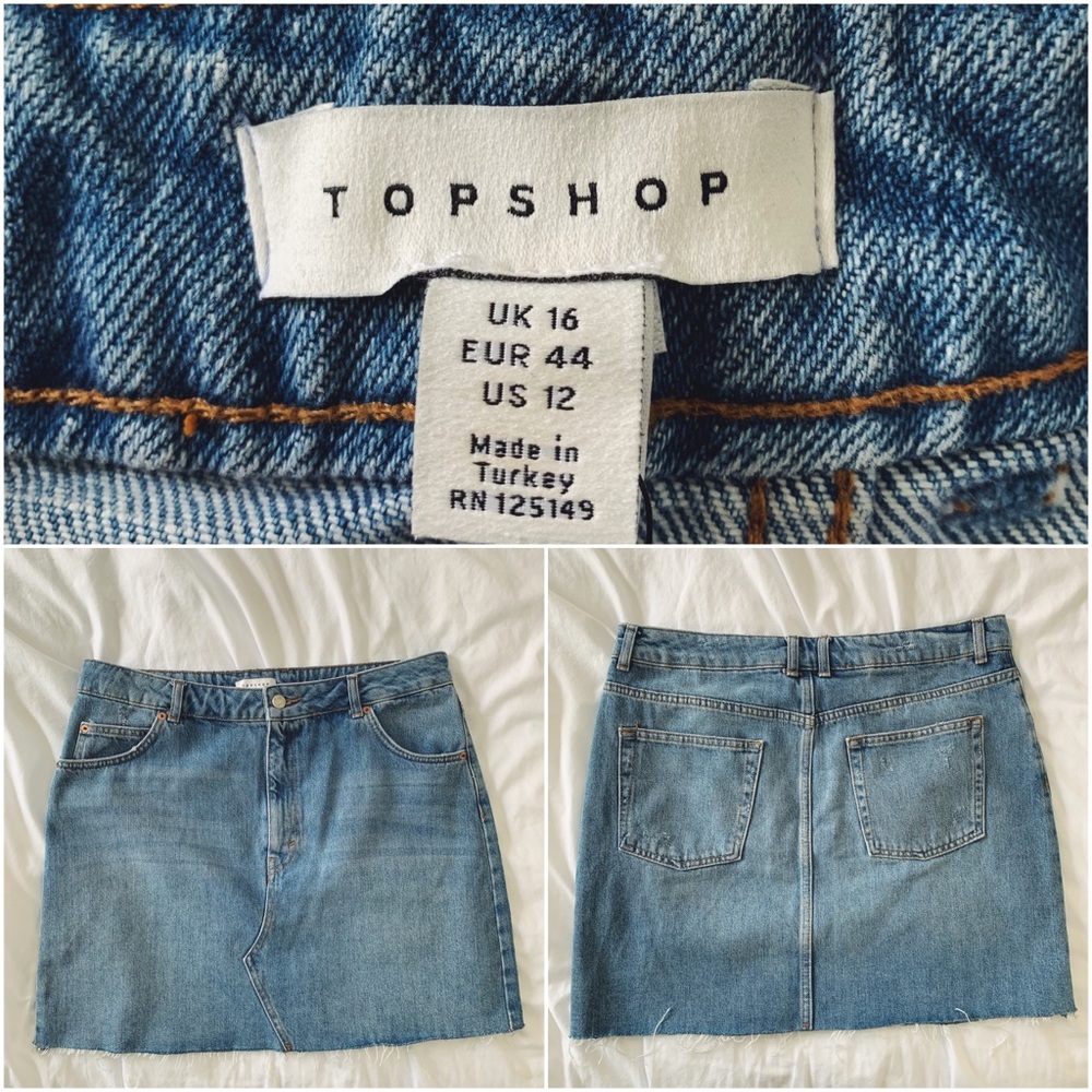 Topshop Distressed Raw Hem Denim Mini Skirt - Picture 5 of 6